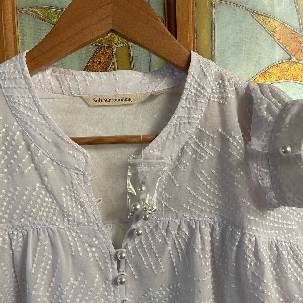 Soft Surroundings Pearl-Buttoned White Blouse